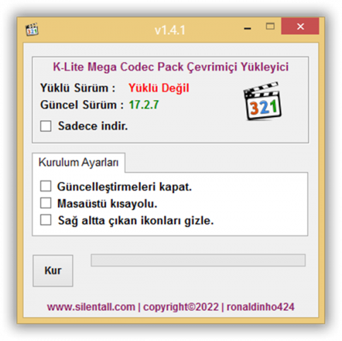K-Lite Mega Codec Pack Çevrimiçi Yükleyici 1.4.1